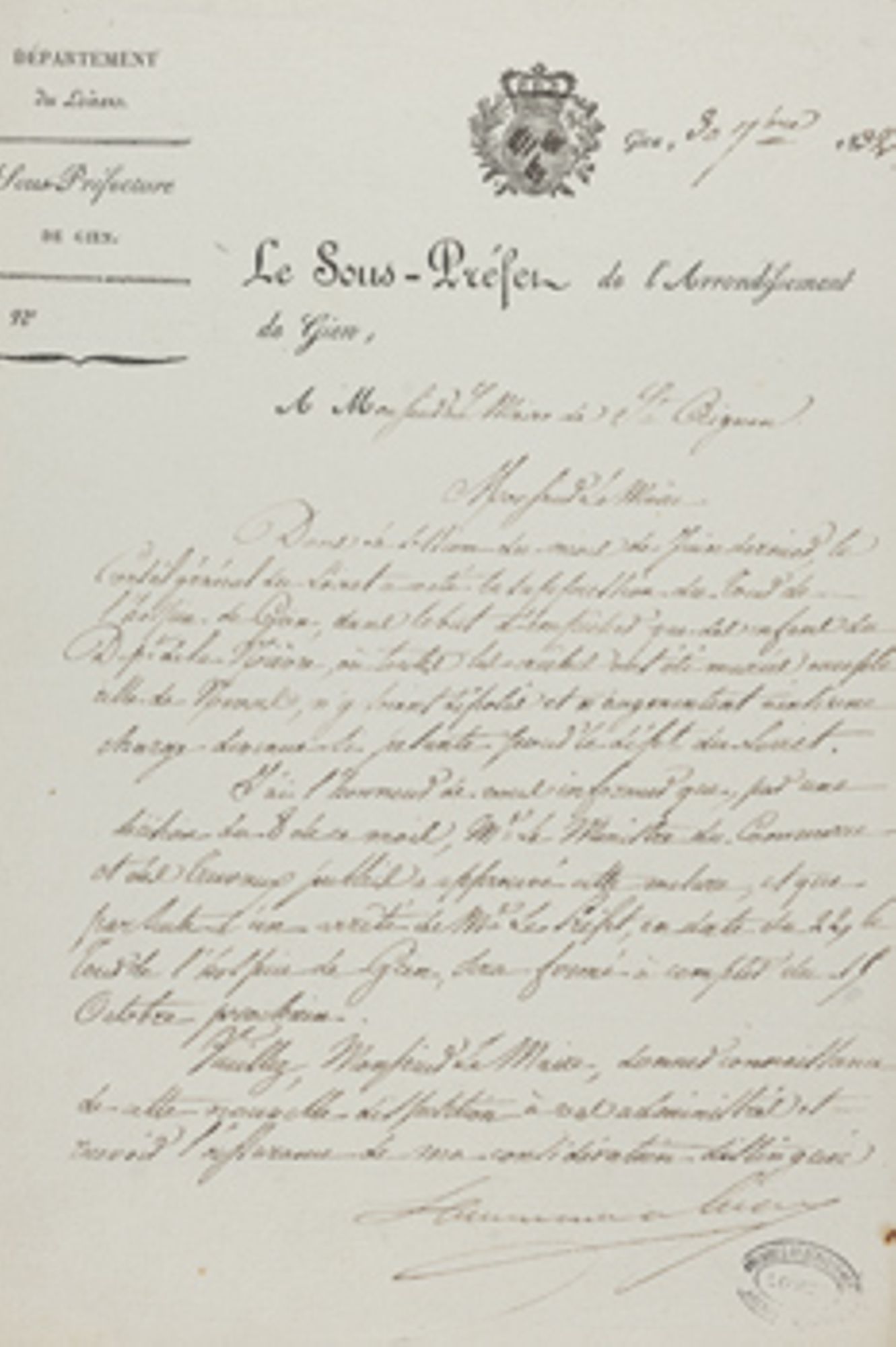 (Arch. dép. du Loiret 589 O Suppl. 3 Q 1)