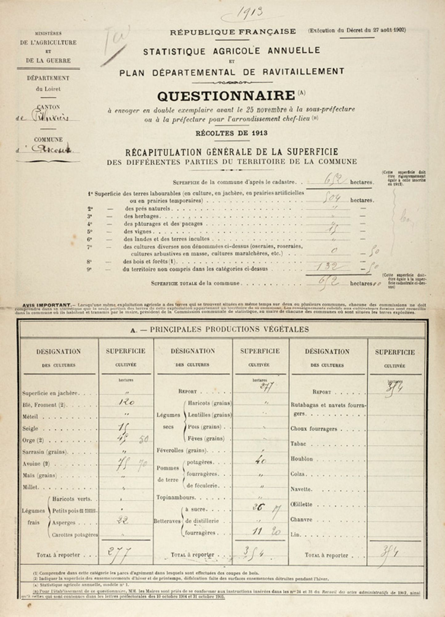 (Arch. dép. du Loiret, 548 O Suppl. 3 F 1)