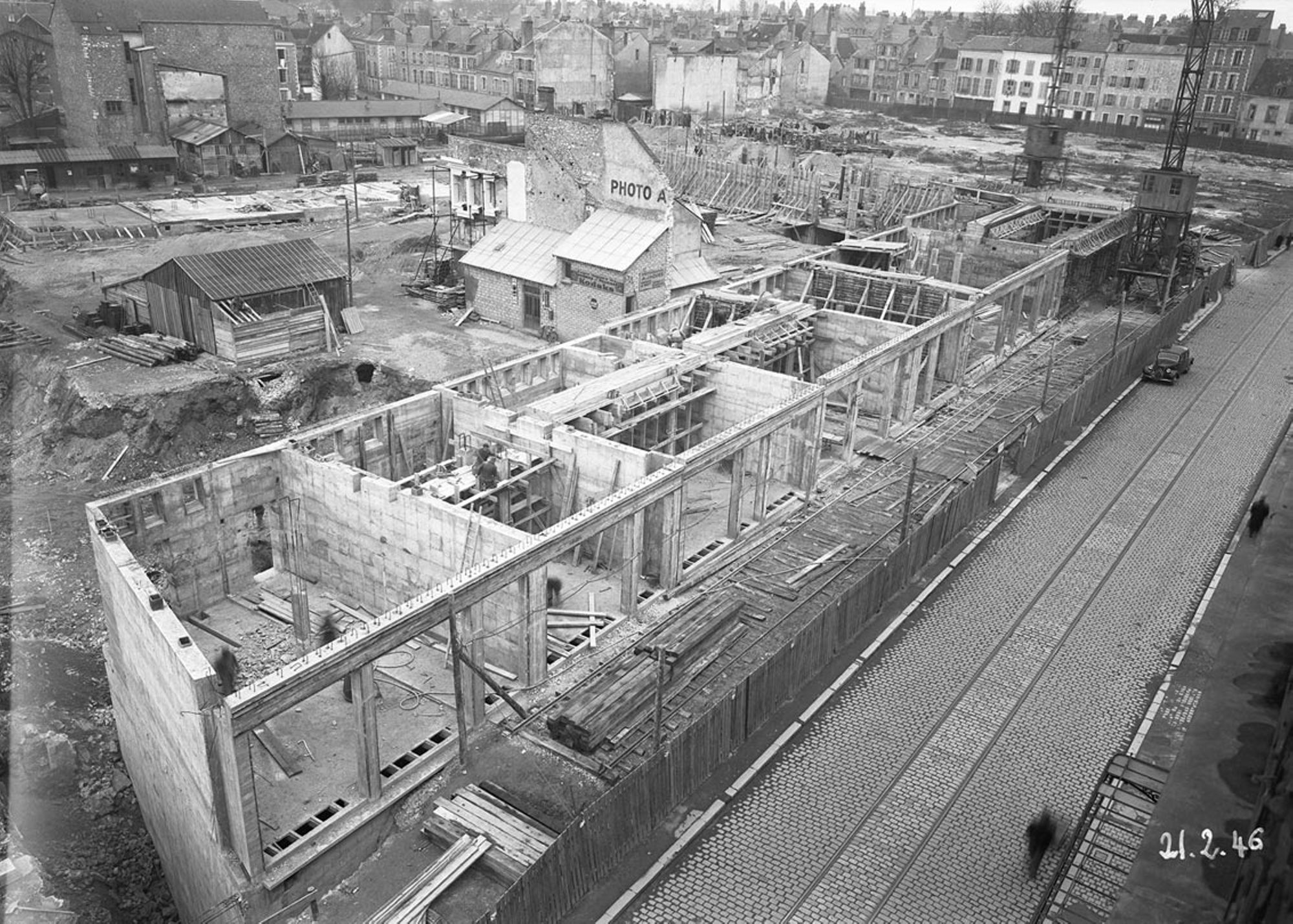 Chantier de la reconstruction, îlot 4, Orléans, 1946