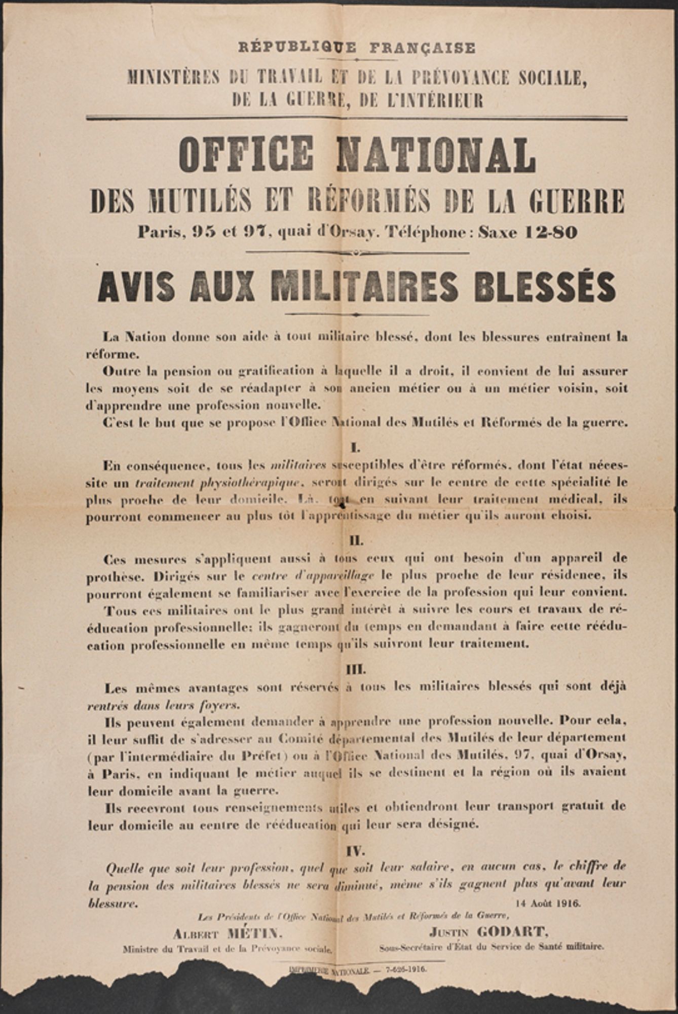 Avis aux militaires blessés
