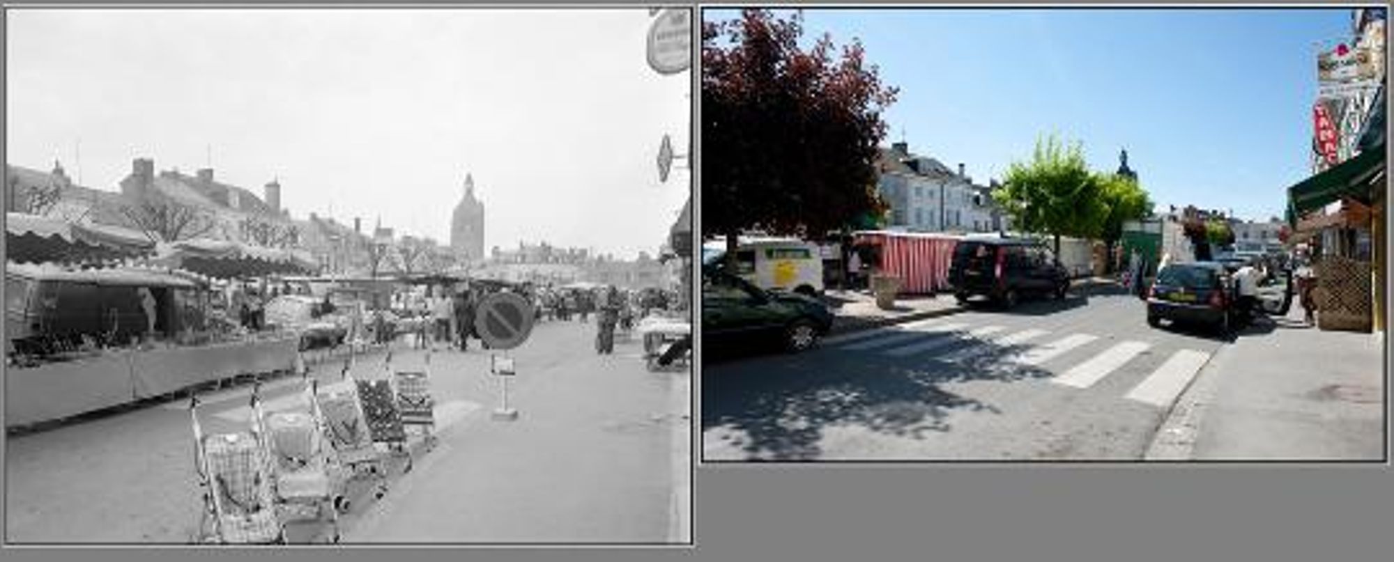 Neuville-aux-Bois, le marché. (avril 1981 / mai 2011)