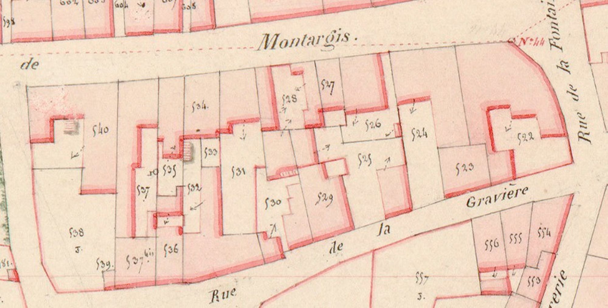 Détail de la section C du plan cadastral de Château-Renard, 1840